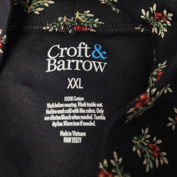 Croft & Barrow Top Womens 2XL Black Red Holly Berry Mock Neck Cotton Christmas - Picture 2 of 11